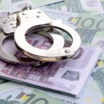 Police Handcuffs Lies Set Green Monetary Denominations 100 Euros 76080 2620